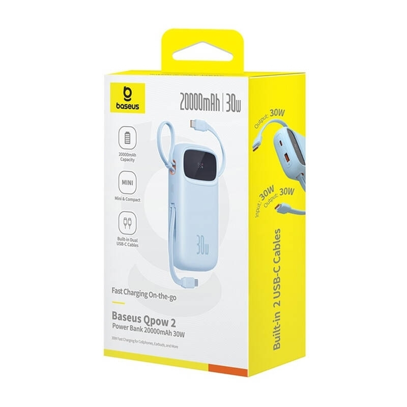 Baseus QPow2 Power Bank 20000mAh 30W με Θύρα USB-A και 2 Θύρες USB-C Μπλε - Image 8