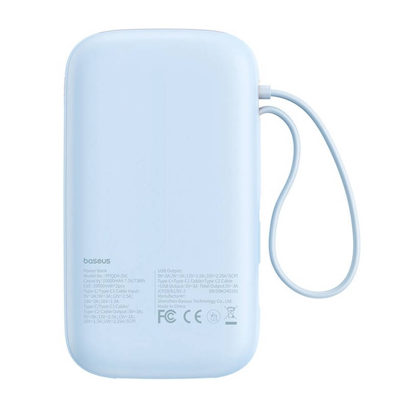 Baseus QPow2 Power Bank 20000mAh 30W με Θύρα USB-A και 2 Θύρες USB-C Μπλε - Image 7