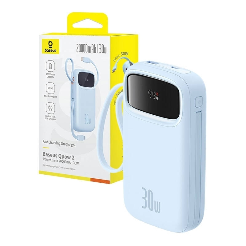 Baseus QPow2 Power Bank 20000mAh 30W με Θύρα USB-A και 2 Θύρες USB-C Μπλε - Image 10