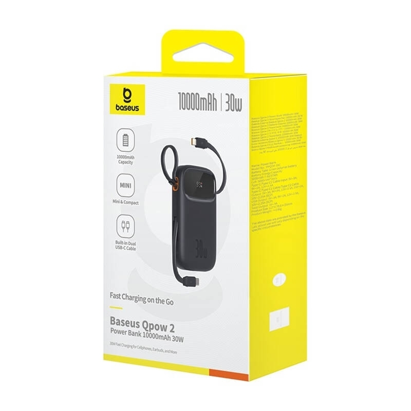 Baseus QPow 2 Power Bank 10000mAh 30W με Θύρα USB-A και Θύρα USB-C Μαύρο - Image 8