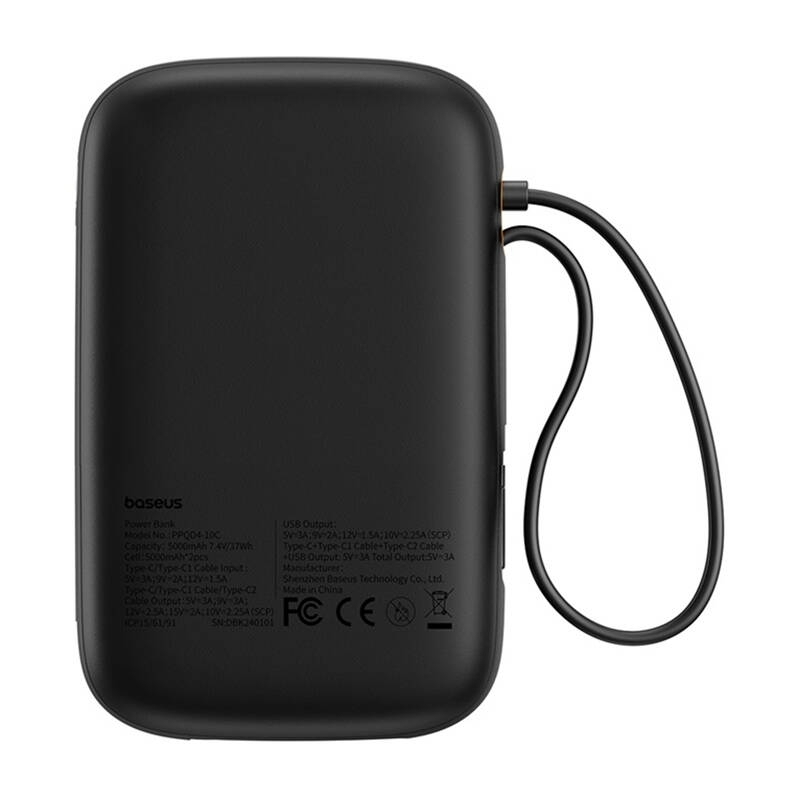 Baseus QPow 2 Power Bank 10000mAh 30W με Θύρα USB-A και Θύρα USB-C Μαύρο - Image 6