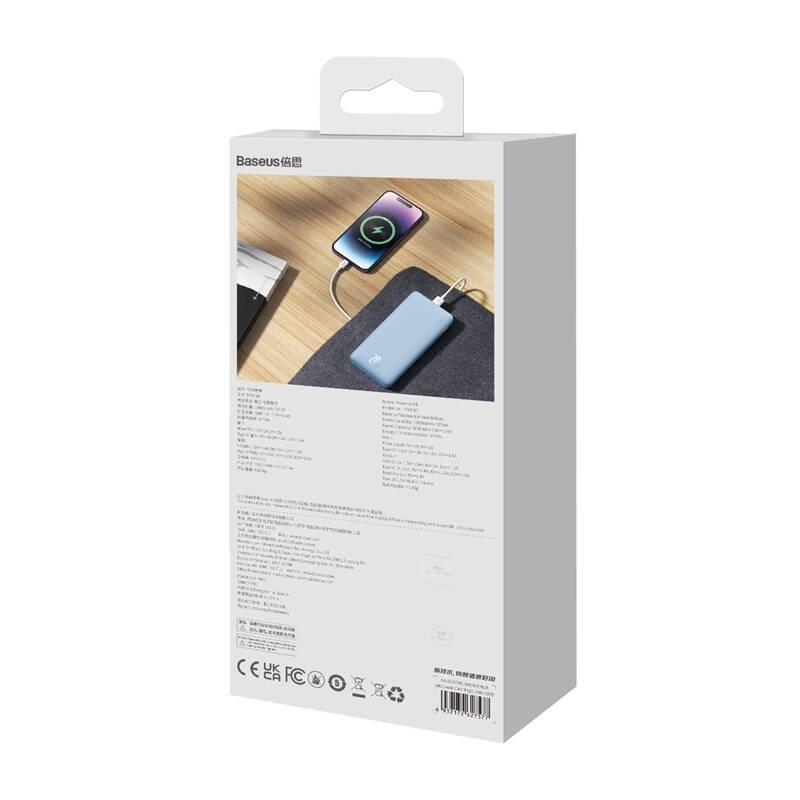Baseus Airpow Power Bank 10000mAh 20W με Θύρα USB-A και Θύρα USB-C Power Delivery Μπλε - Image 9