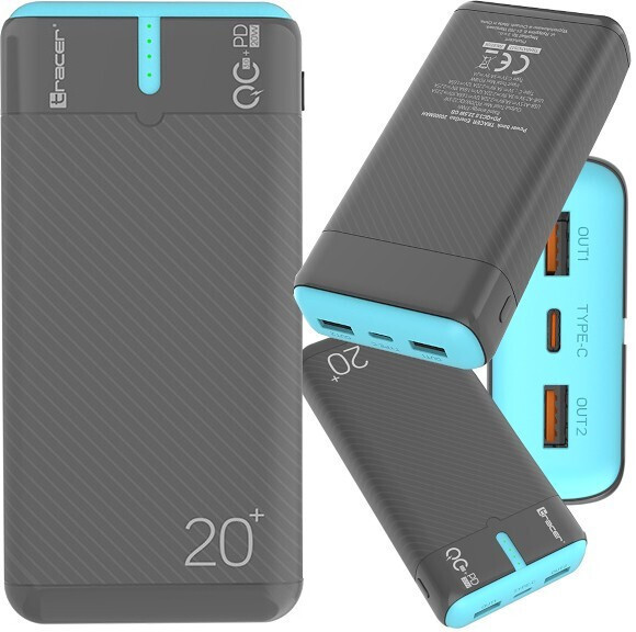 Tracer EnerGen Power Bank 20000mAh 22.5W με 2 Θύρες USB-A και Θύρα USB-C Power Delivery / Quick Charge 3.0 Gray Blue - Image 4