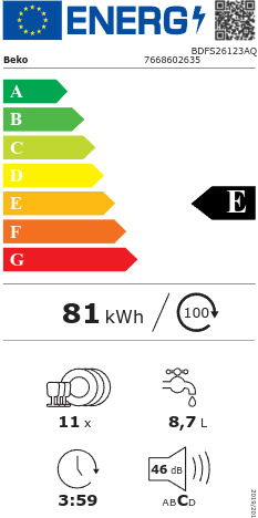 Beko Εντοιχιζόμενο για 11 Σερβίτσια Π45xY85εκ. BDFS26123AQ - Image 2