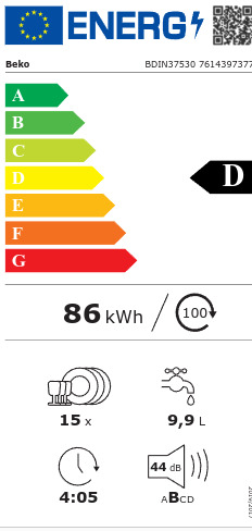 Beko Εντοιχιζόμενο για 15 Σερβίτσια Π60xY82εκ. BDIN37530 - Image 2