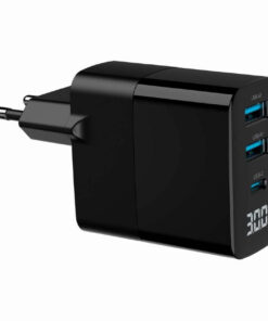 Alternative view of Gembird Φορτιστής Χωρίς Καλώδιο GaN με 2 Θύρες USB-A και Θύρα USB-C 30W Power Delivery / Quick Charge 3.0 Μαύρος (TA-UC-PDQC30LCD-BK-02)