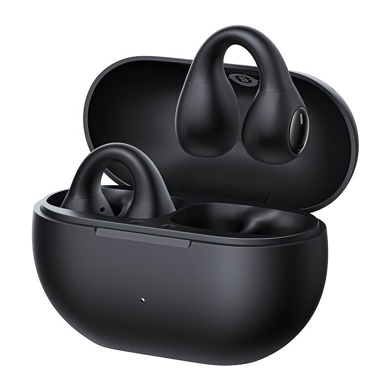 Baseus Bass 15 Clip Open Ear Bluetooth Handsfree Ακουστικά με Θήκη Φόρτισης Μαύρα