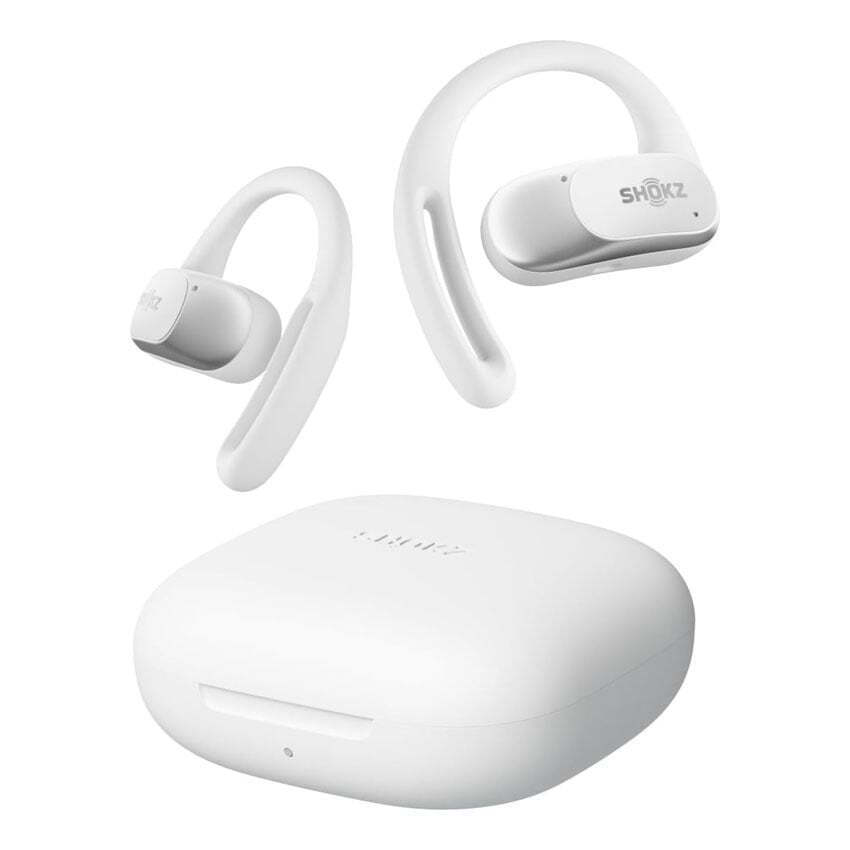 Shokz OpenFit Air Open Ear Bluetooth Handsfree Ακουστικά με Αντοχή στον Ιδρώτα και Θήκη Φόρτισης Λευκά