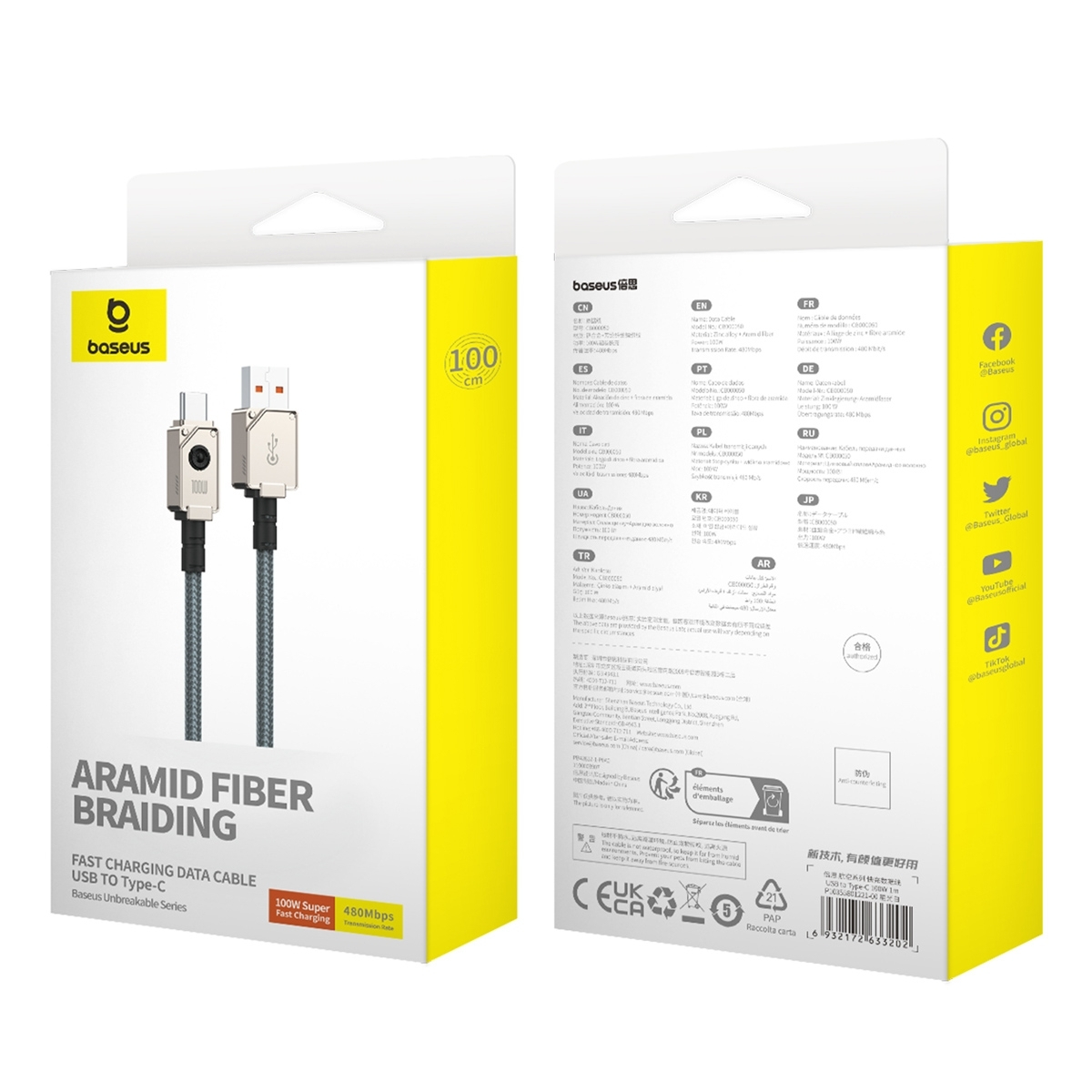 Baseus USB 2.0 USB-C male - USB-A 100W 1m (P10355801221-00) - Image 7
