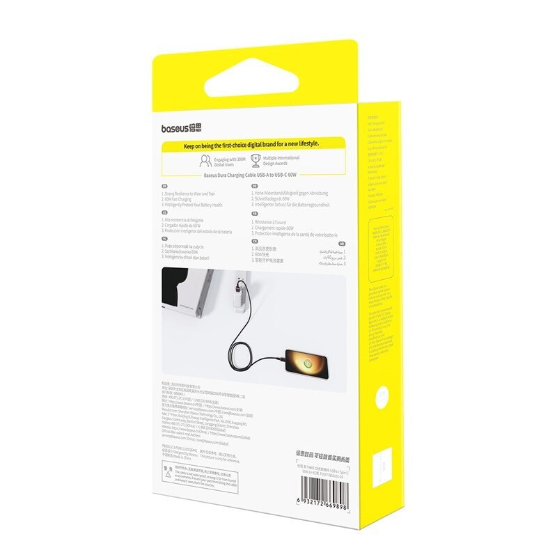 Baseus USB 2.0 USB-C male - USB-A 60W 2m (P10377802U01-03) - Image 5
