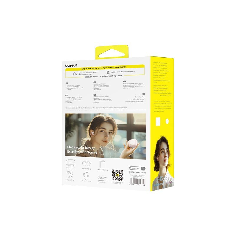 Baseus AirNora 3 In-ear Bluetooth Handsfree Ακουστικά με Θήκη Φόρτισης Ροζ - Image 7