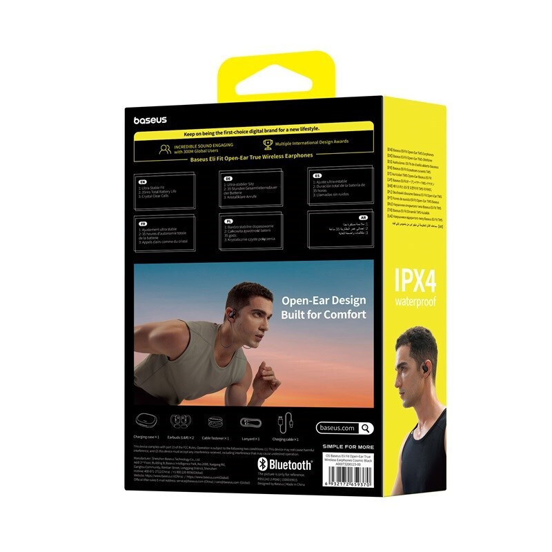 Baseus Eli Sport 1 PM20A Open Ear Bluetooth Handsfree Ακουστικά με Αντοχή στον Ιδρώτα και Θήκη Φόρτισης Cosmic Black - Image 9
