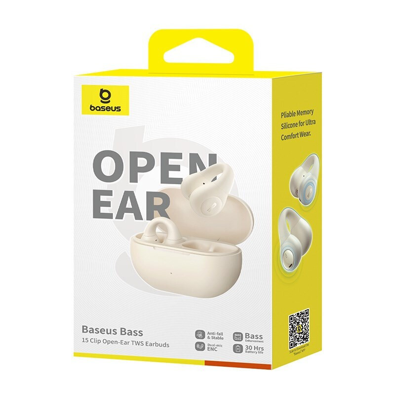 Baseus Bass 15 Clip Open Ear Bluetooth Handsfree Ακουστικά με Θήκη Φόρτισης Λευκά - Image 8