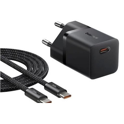 Baseus Φορτιστής GaN με Θύρα USB-C και Καλώδιο USB-C - USB-C 25W Power Delivery Μαύρος (Gan5)
