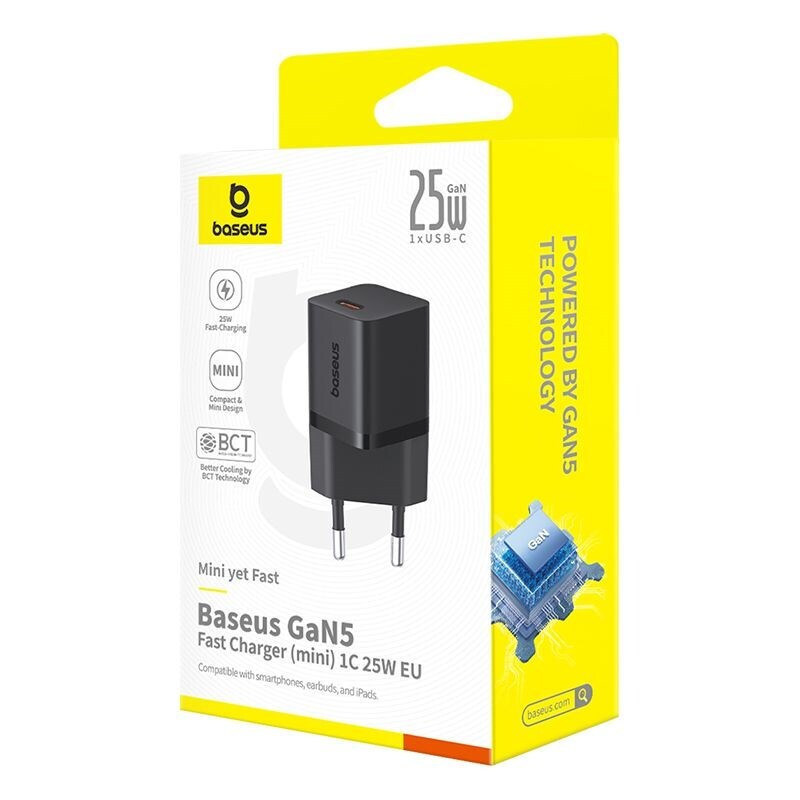 Baseus Φορτιστής GaN με Θύρα USB-C και Καλώδιο USB-C - USB-C 25W Power Delivery Μαύρος (Gan5) - Image 6