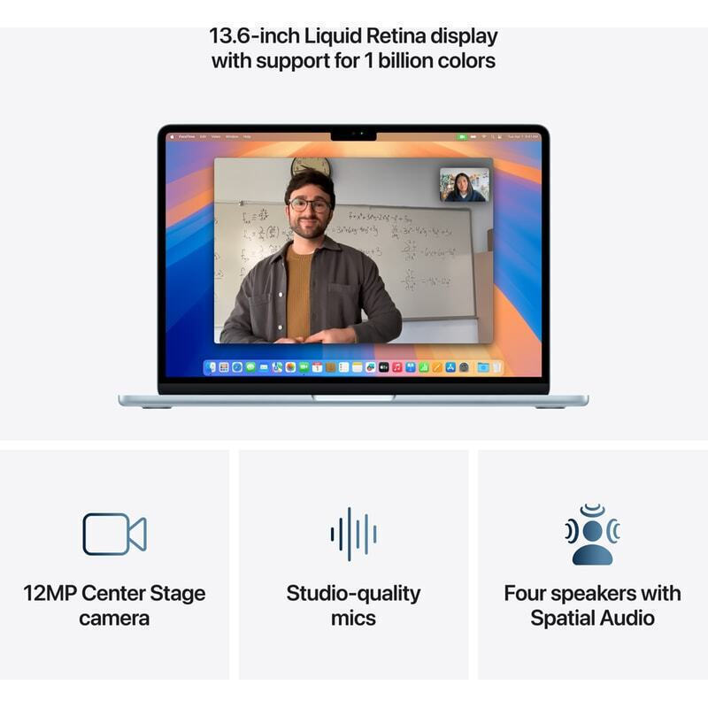 Apple MacBook Air 13.6" IPS Retina Display (M4-10‑core/16GB/512GB SSD/10-Core GPU) Sky Blue (International English Keyboard) - Image 7