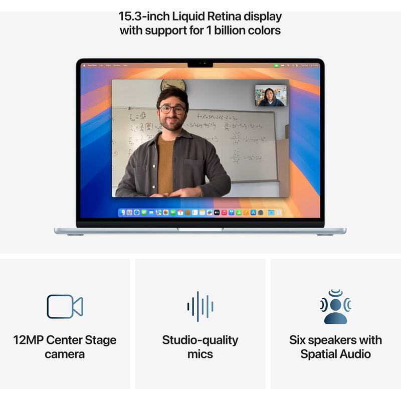 Apple MacBook Air 15.3" IPS Retina Display (M4-10‑core/24GB/512GB SSD/10-Core GPU) Sky Blue (International English Keyboard) - Image 6