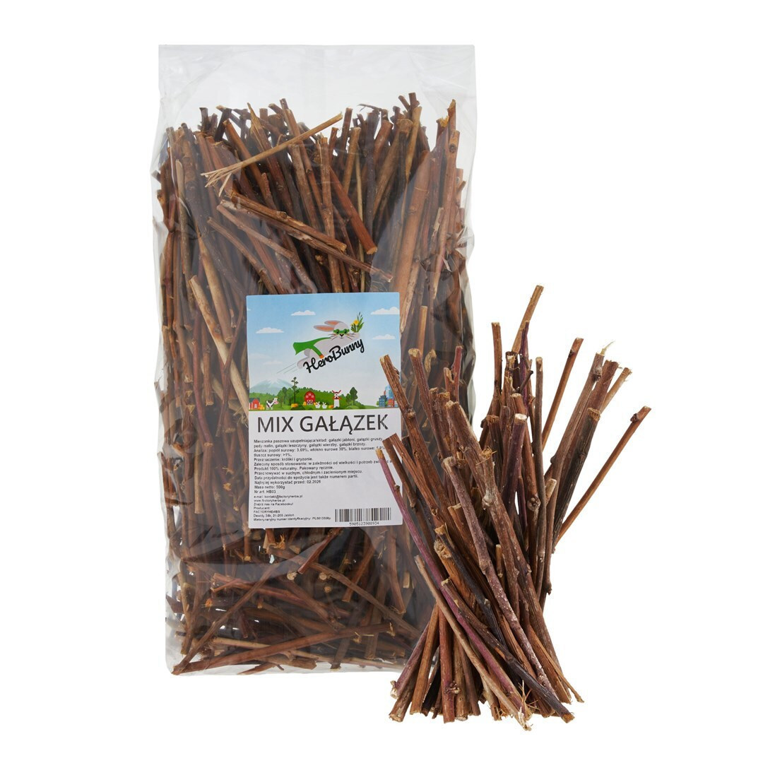 Factoryherbs Herobunny Mix Twigs Treat Rodents Rabbits 500 G - Image 2