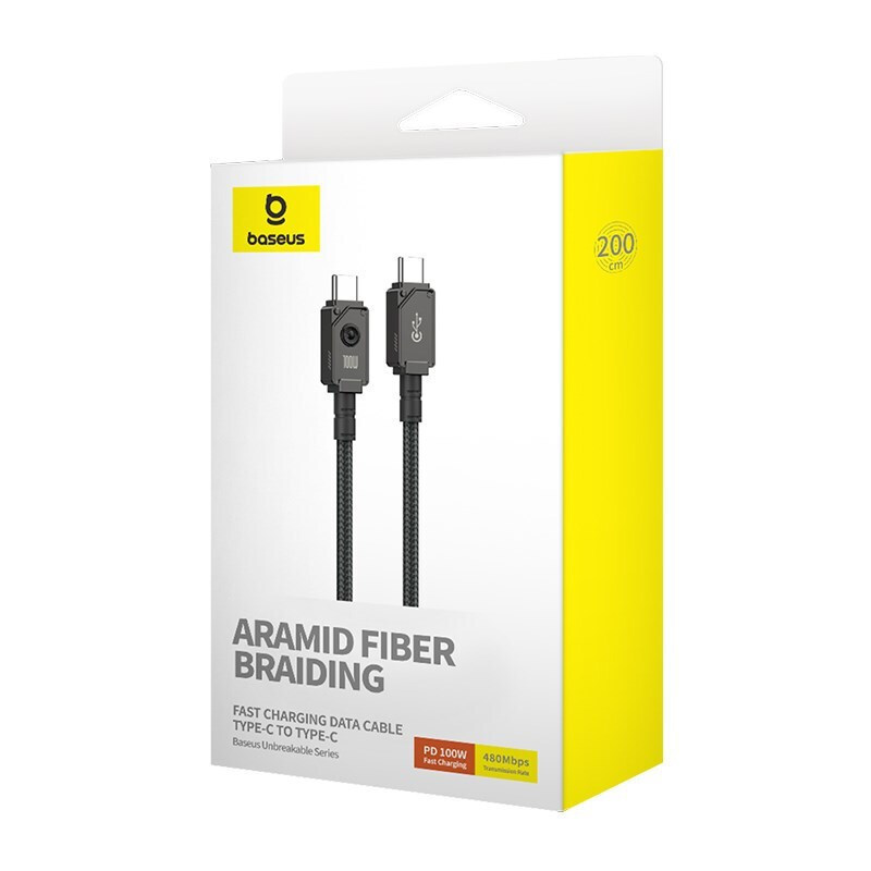 Baseus Unbreakable Braided USB 2.0 Cable USB-C male - USB-C 100W Μαύρο 2m (P10355800111-01) - Image 7
