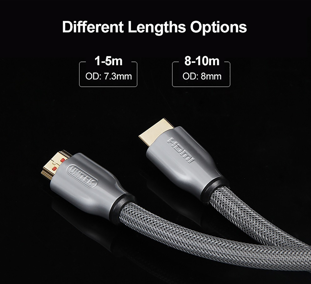 Unitek HDMI 2.0 Braided HDMI male - HDMI male 1m Γκρι (Y-C136RGY) - Image 5
