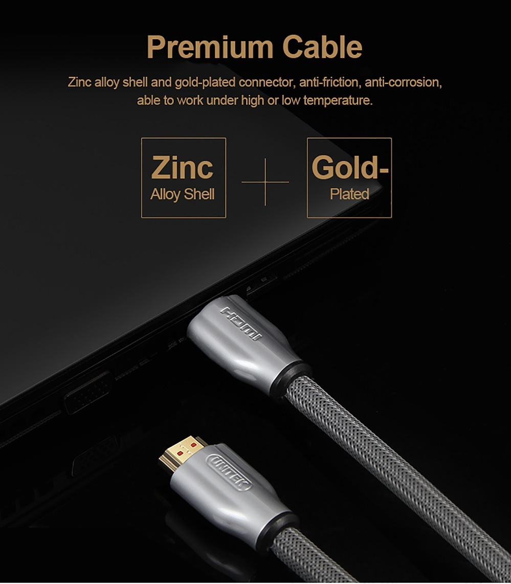 Unitek HDMI 2.0 Braided HDMI male - HDMI male 1m Γκρι (Y-C136RGY) - Image 11
