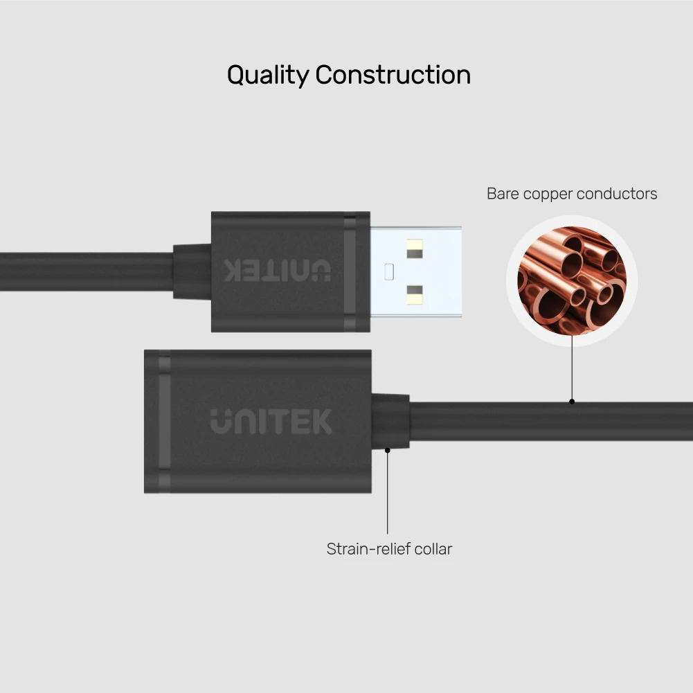 Unitek USB 2.0 Cable USB-A male - USB-A female Μαύρο 3m (Y-C417GBK) - Image 6
