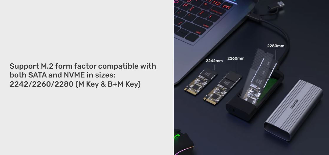 Unitek Θήκη για Σκληρό Δίσκο M.2 PCI Express / SATA III NVME με σύνδεση Type-C S1225A - Image 4