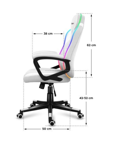 Huzaro Force 2.5 Υφασμάτινη Καρέκλα Gaming με RGB Φωτισμό Λευκή - Image 6