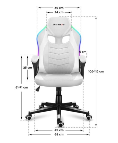 Huzaro Force 2.5 Υφασμάτινη Καρέκλα Gaming με RGB Φωτισμό Λευκή - Image 10