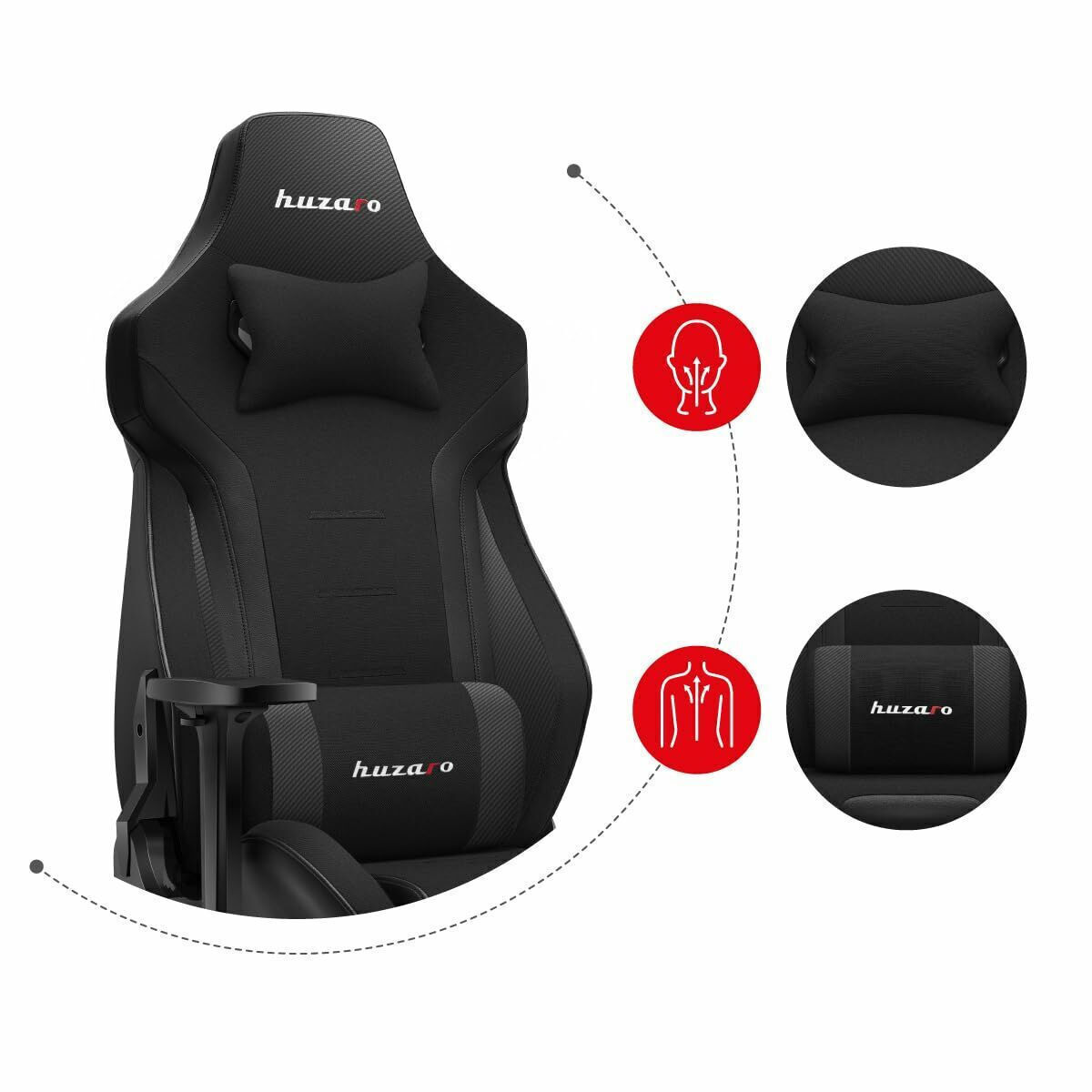 Huzaro Force 7.6 Υφασμάτινη Καρέκλα Gaming με Ρυθμιζόμενα Μπράτσα Μαύρη - Image 2
