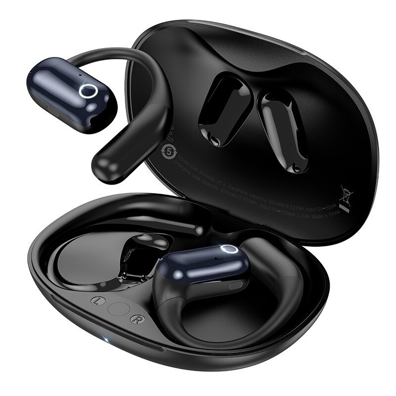 Hoco EA6 Open Ear Bluetooth Handsfree Ακουστικά με Θήκη Φόρτισης Μαύρα