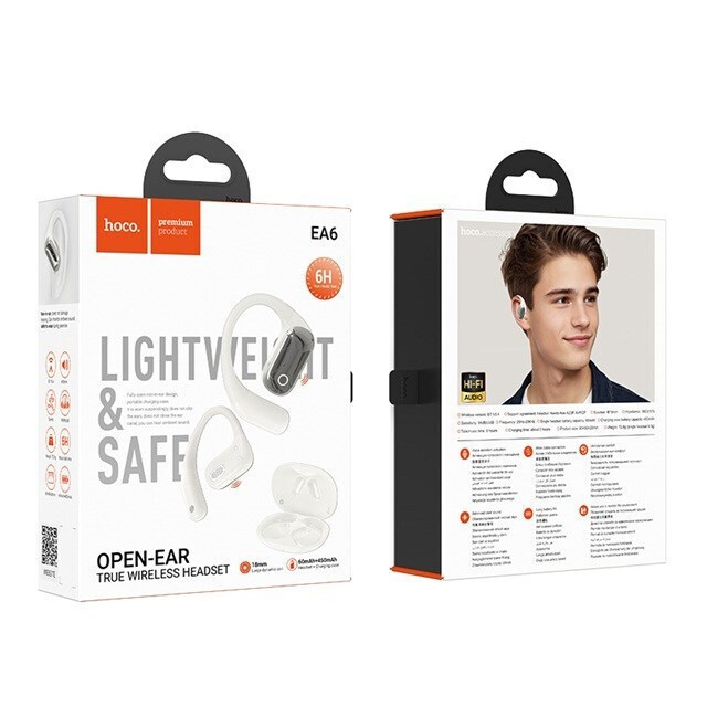 Hoco EA6 Open Ear Bluetooth Handsfree Ακουστικά με Θήκη Φόρτισης Λευκά - Image 3