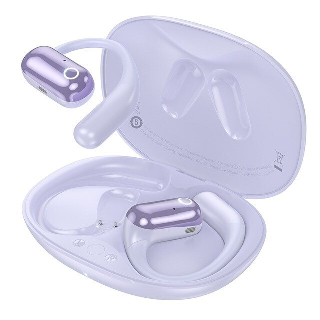 Hoco EA6 Open Ear Bluetooth Handsfree Ακουστικά με Θήκη Φόρτισης Μωβ