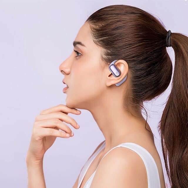 Hoco EA6 Open Ear Bluetooth Handsfree Ακουστικά με Θήκη Φόρτισης Μωβ - Image 3