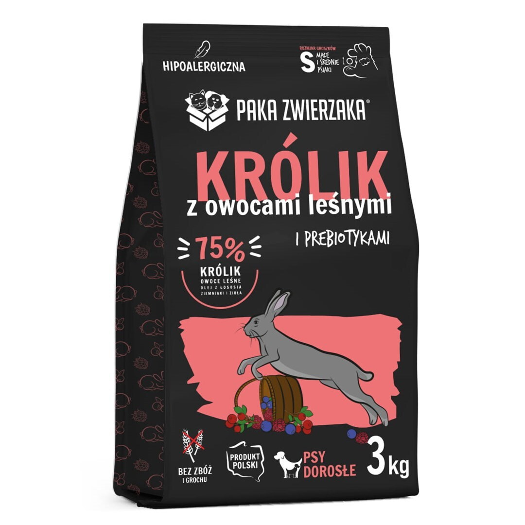 Paka Zwierzaka 3kg Ξηρά Τροφή Σκύλων με Κουνέλι και Λαγό