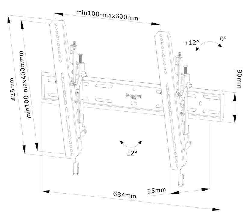 Neomounts WL35S-850BL16 Βάση Τηλεόρασης Τοίχου έως 82" και 70kg - Image 5