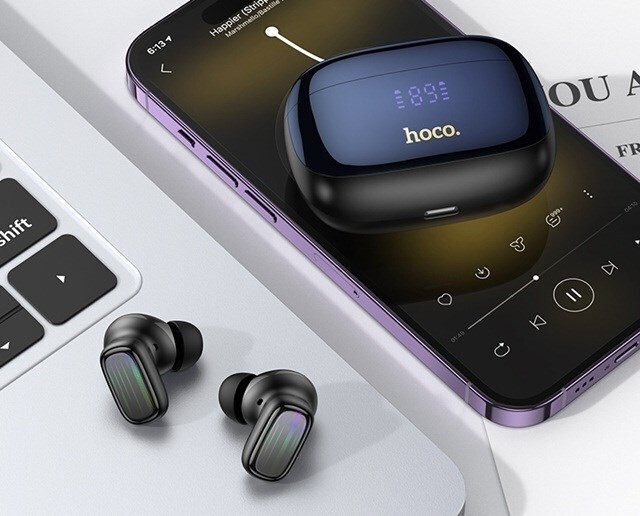 Hoco EQ20 In-ear Bluetooth Handsfree Ακουστικά με Θήκη Φόρτισης Μαύρα - Image 4