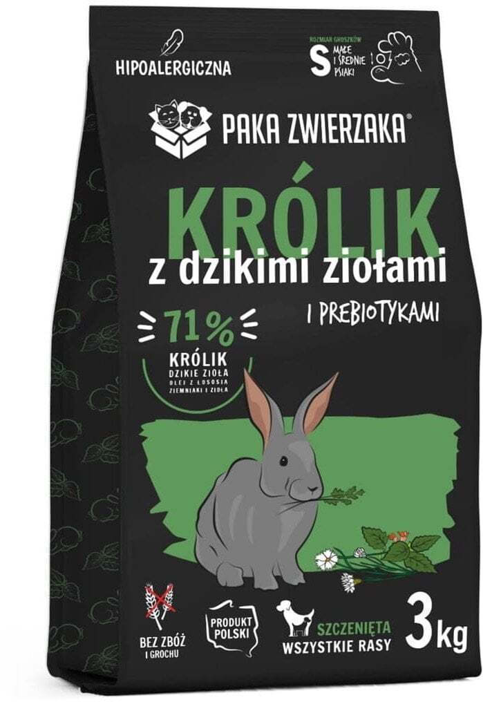Paka Zwierzaka 3kg Ξηρά Τροφή χωρίς Σιτηρά & Γλουτένη για Κουτάβια Μικρόσωμων & Μεσαίων Φυλών με Κουνέλι και Λαγό