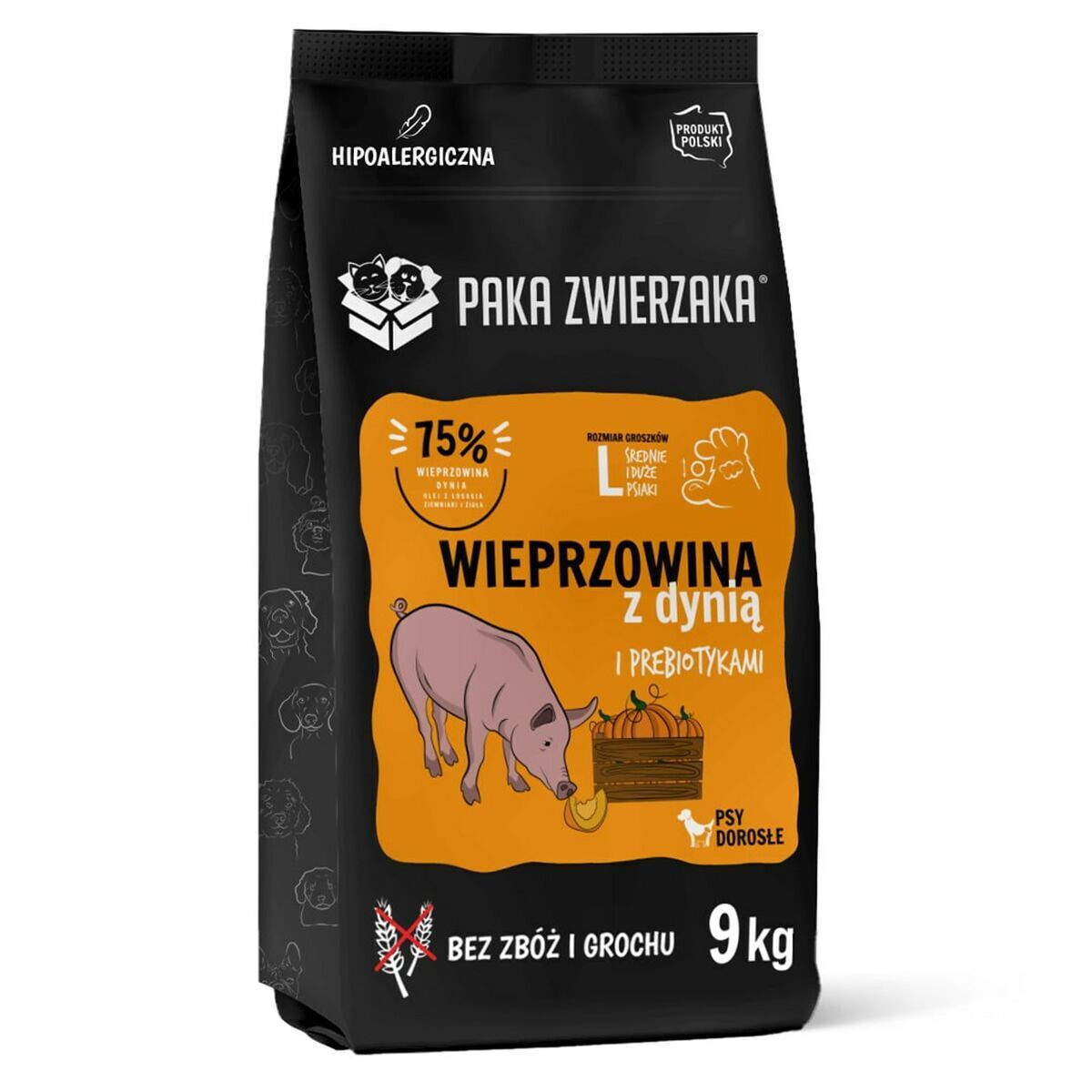 Paka Zwierzaka 9kg Ξηρά Τροφή Σκύλων Μεγαλόσωμων Φυλών χωρίς Σιτηρά & Γλουτένη με Χοιρινό και Κολοκύθα