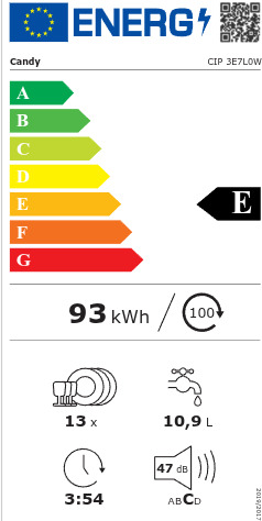 Candy Πλήρως Εντοιχιζόμενο για 13 Σερβίτσια Π60xY82εκ. CIP 3E7L0W - Image 11