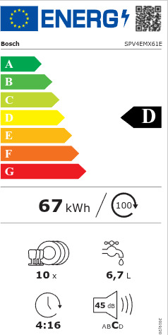 Bosch Πλήρως Εντοιχιζόμενο για 10 Σερβίτσια Π45xY82εκ. SPV4EMX61E - Image 2