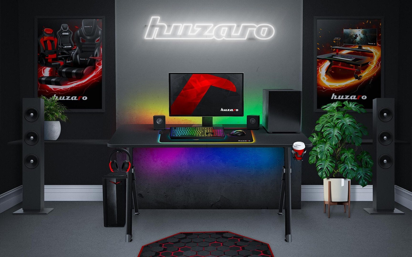 Ηλεκτρικό Γραφείο Gaming Hero 2.8 με Ρυθμιζόμενο Ύψος 140x60x73εκ. Black - Image 7