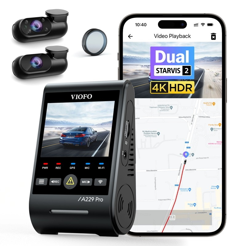 Viofo A229 Pro 3CH Σετ Κάμερα DVR Αυτοκινήτου 4K WiFi, GPS & Κάμερα Οπισθοπορείας - Image 4