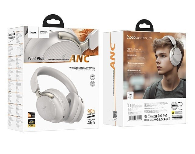 Hoco W53 Plus Ασύρματα / Ενσύρματα On Ear Ακουστικά με 90 ώρες Λειτουργίας Γκρι - Image 5