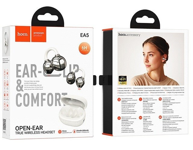 Hoco EA5 Duke III Open Ear Bluetooth Handsfree Ακουστικά με Θήκη Φόρτισης Λευκά - Image 4