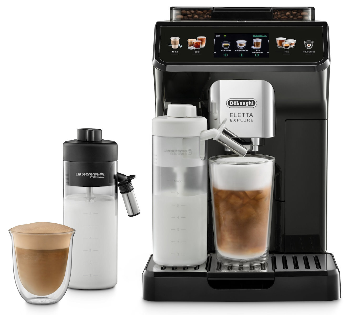 De'Longhi Eletta Explore Αυτόματη Μηχανή Espresso 1450W Πίεσης 19bar με Μύλο Άλεσης Μαύρη