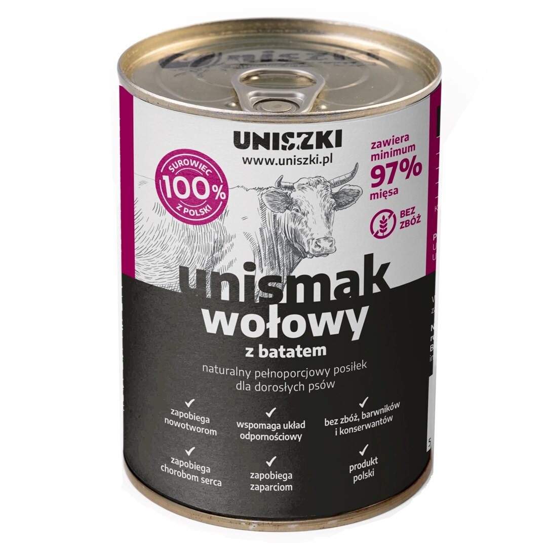 Uniszki Υγρή Τροφή Σκύλων με Βοδινό χωρίς Σιτηρά 410gr