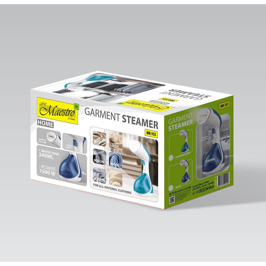 Maestro MR-355-AQUAMARINE Ατμοκαθαριστής Ρούχων Χειρός 1500W με Δοχείο 240ml Μπλε - Image 12