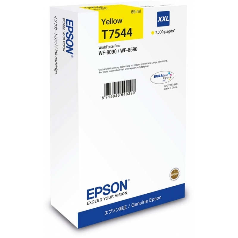 Epson T7544 XXL Γνήσιο Μελάνι Εκτυπωτή InkJet Κίτρινο (C13T75444N)
