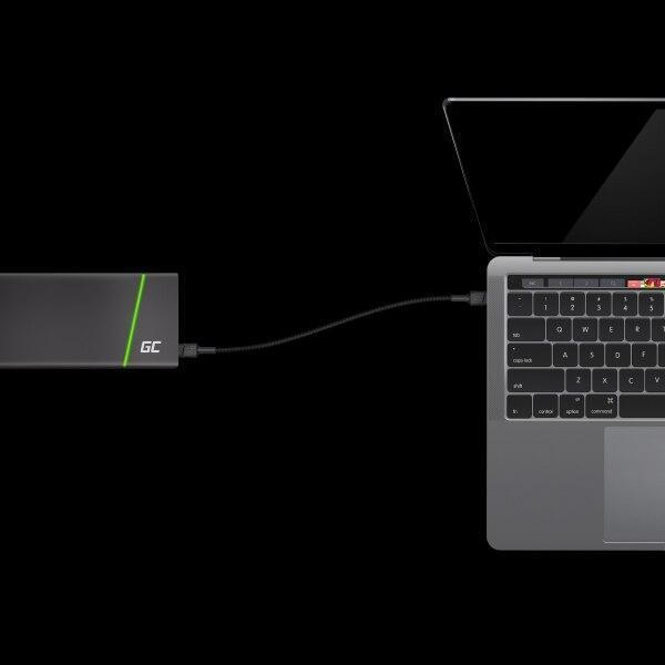 Green Cell PowerStream Braided USB 2.0 Cable USB-C male - USB-C 60W Μαύρο 2m (KABGC29) - Image 4